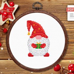 Christmas Gnome Cross Stitch Pattern, Merry Christmas Cross Stitch Pattern, Christmas Decoration, Christmas Pattern