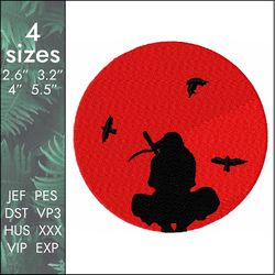 itachi embroidery design, uchiha naruto anime, 4 sizes