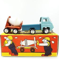 Vintage USSR Tin Toy Car Truck mixer with trailer 1980s NEW in box