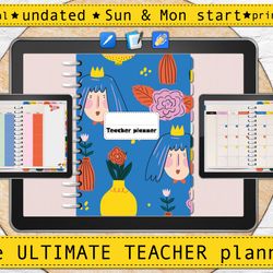 Digital teacher planner, goodnotes planner, notability planner, xodo planner, iPad planner, custom planner, sticker book
