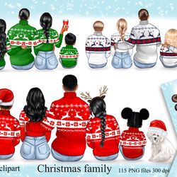 Christmas Family Clipart, Christmas Clipart, Sitting Family, Cozy Winter Clipart, Great Family Clipart, Kids Clipart