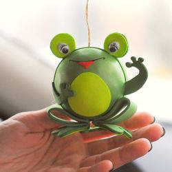 Hanging frog for car decor. Frog car charm. Cute car accessories. Frog car mirror decor. Frog figurine car decorations