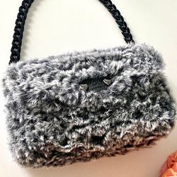 Fur bag Fur clutch Crochet bag Bag handmade