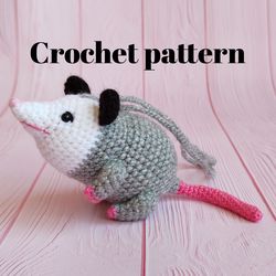 Opossum crochet pattern pdf, crochet possum, crochet opossum, amigurumi opossum pattern, opossum plush