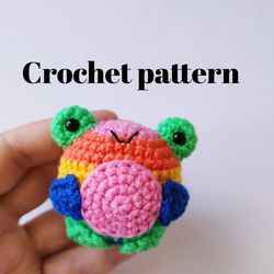 Crochet rainbow frog pattern, frog plush, crochet frog, amigurumi frog pattern