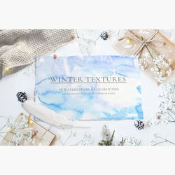 Watercolor Winter Textures Backgrounds, wallpaper, wedding invitation, card design, gradient, save the date