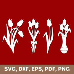 tulips svg, tulip svg, tulips template, tulips dxf, tulips png, tulip png, tulips cut file, tulips cut out, cricut, svg