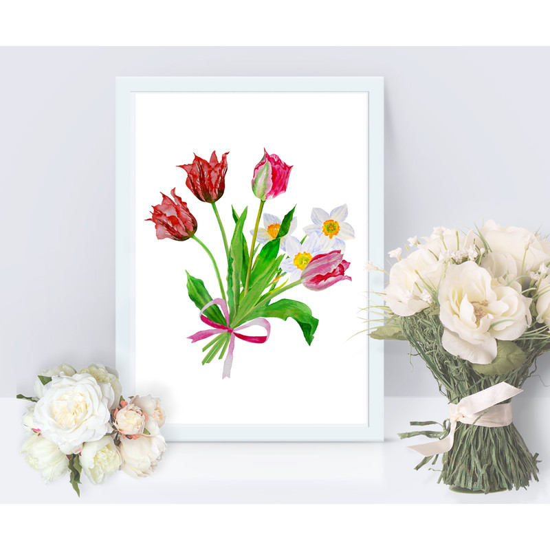Poster Bouquet of tulips and narcissuses-06 A4 size_5.jpg