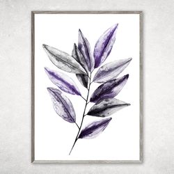 Fashion wall art, Purple bedroom decor, Purple wall art, Watercolor decor living room Botanical poster Digital Download