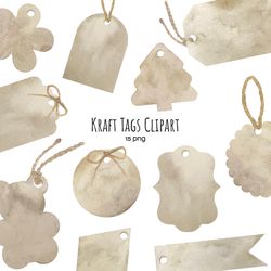 watercolor kraft paper tags clipart. craft label clip art 15 png
