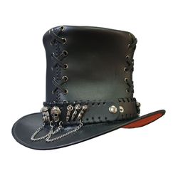 Steampunk Gothic Vintage Corset Style Leather Top Hat