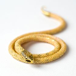 Gold snake choker Yellow choker necklace for women Ouroboros Snake lover gift Handmade jewelry Christmas gifts for women