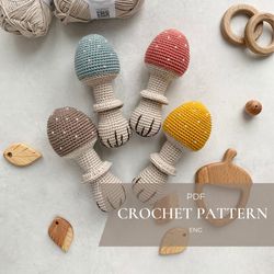Crochet pattern Mushroom baby rattle toy
