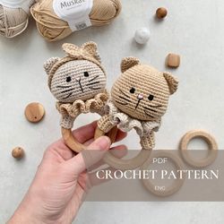 Crochet pattern PDF Cat crochet rattle baby toy