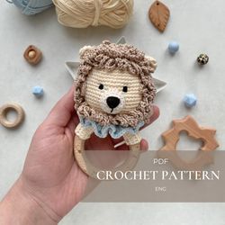 Crochet pattern PDF Lion crochet rattle baby toy