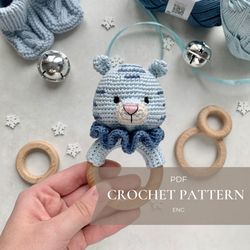 Crochet pattern PDF Tiger crochet rattle baby toy