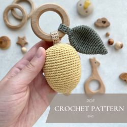 Crochet pattern PDF Lemon crochet rattle baby toy