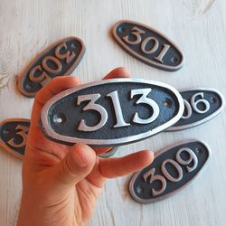Address number plaque 313 apartment metal door number plate