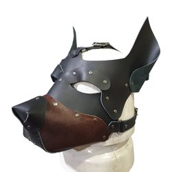 leather bondage dog mask