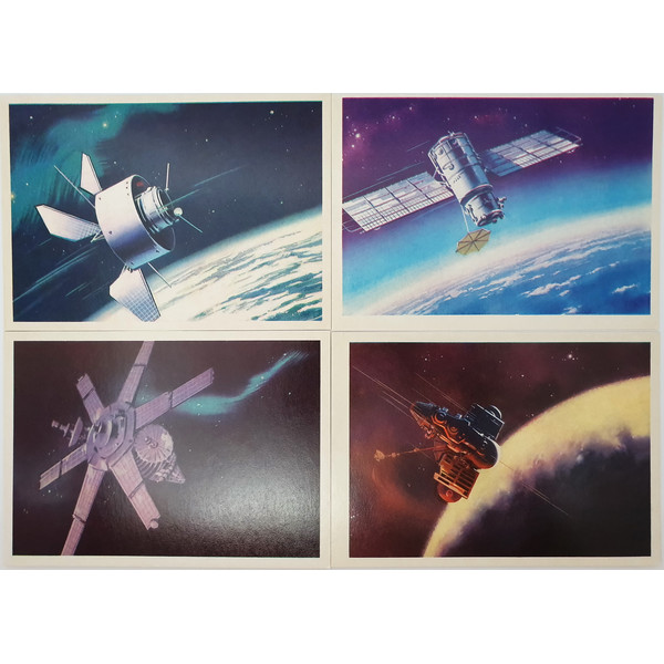5 Vintage USSR Space Art postcards full set STEPS TO SPACE 32 pcs V. Viktorov 1971.jpg