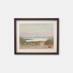 beach, grass and surf - vintage oil painting, 1910s
