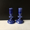 Blue Stoneware Candlestic