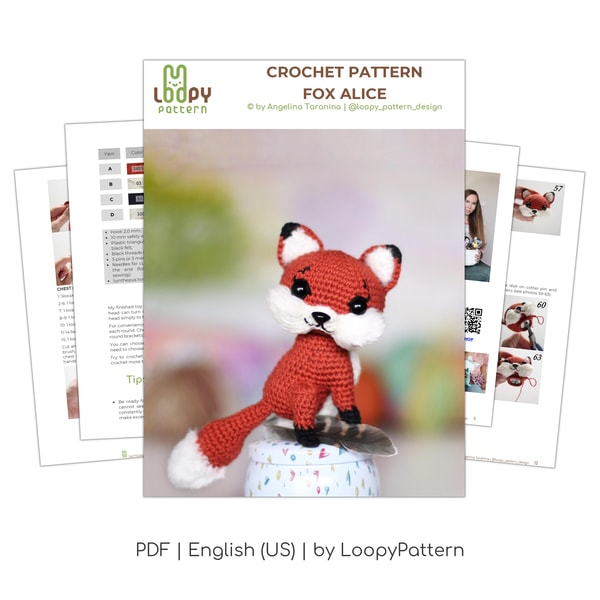 Crochet pattern amigurumi fox, PDF Digital Download, DIY Ami - Inspire ...