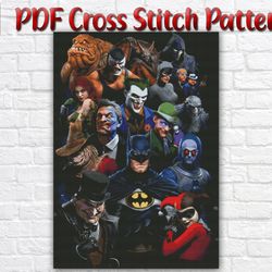 Batman Cross Stitch Pattern / Joker PDF Cross Stitch Chart / The Dark Knight Cross Stitch Pattern / Comics Movie Chart