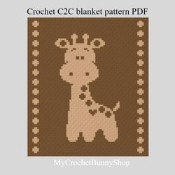 Crochet C2C Giraffe graphgan blanket pattern PDF Download