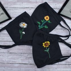 Hand Embroidered Floral Masks