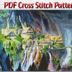 Rivendell Cross Stitch Pattern / Lord Of The Rings Cross Stitch Pattern / Hobbit PDF Cross Stitch Chart / Castle Chart