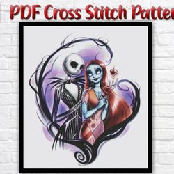 Nightmare Before Christmas Cross Stitch Pattern / Jack And Sally Cross Stitch Chart / Halloween Counted PDF Cross Stitch