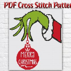 Grinch Cross Stitch Pattern / Disney Cross Stitch Pattern / Christmas PDF Cross Stitch Chart / New Year Holiday Chart