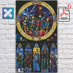 Lord Of The Rings Stained Glass Cross Stitch Pattern / Hobbit Movie PDF Cross Stitch Chart / Instant Printable PDF Chart