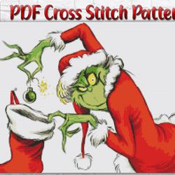 Grinch Cross Stitch Pattern / Christmas Cross Stitch Pattern / Disney PDF Cross Stitch Chart / New Year Holiday Chart