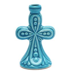 Cross Shape Ceramic Candlestick - Cross Design Ceramic Candlestick | Height: 7.0 cm (2 ,7inches) | Made in Russia