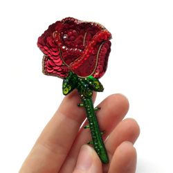 Red flower red rose brooch pin brooches for woman