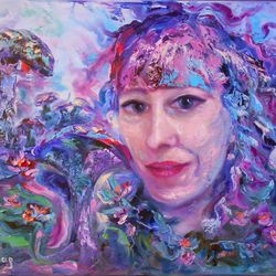 Original Oil Painting On Canvas Girl in Wonderland Love Artist Svinar Oksana
