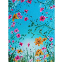 tuscany painting flowers wall art original art landscape artwork small art italian painting 9.5" by 7" by timpaintings