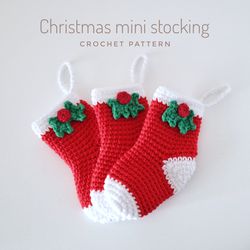 Crochet pattern Christmas mini stocking, Christmas ornaments