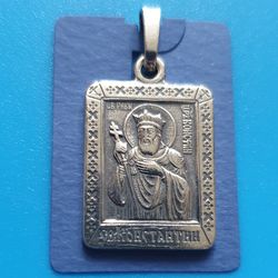 st. constantine the great christian saint icon pendant plated with silver free shipping from orthodox store