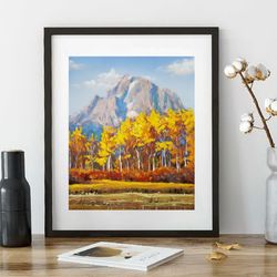 grand teton national park original painting wyoming soft pastel artwork southwest landscape wall art 8"x10"