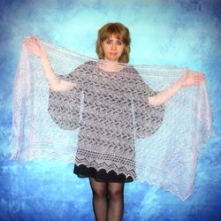 Hand knit lilac scarf,Warm Russian Orenburg shawl,Wool wrap,Goat down stole,Bridal cover up,Wedding cape,Lace kerchief