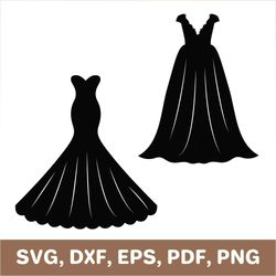 Wedding dress svg, evening dress svg, wedding dress dxf, wedding dress png, wedding dress cutout, wedding dress template