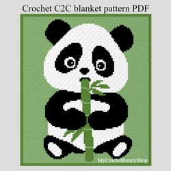 Crochet C2C Little Panda graphgan blanket pattern PDF Download