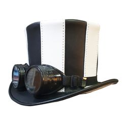 Steampunk Gothic Striped Leather Top Hat