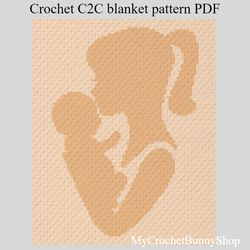 Crochet C2C Mom with baby blanket pattern PDF Download