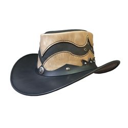 Double Crowned Rodeo Cowboy Cowgirl Leather Hat