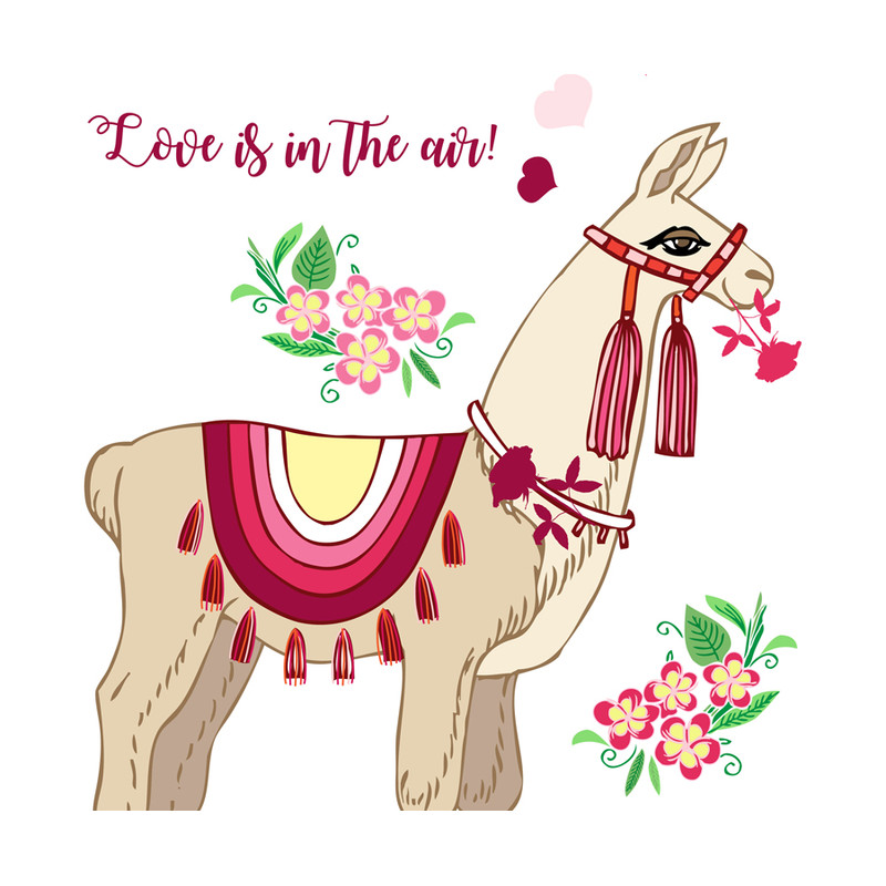 Llama with flowers and hearts. poster A4_2.jpg
