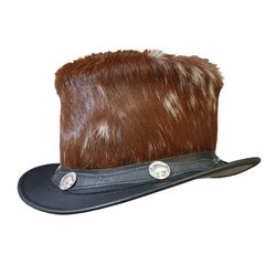 El Dorado Leather Top Hat Cow Hair Hide Crown